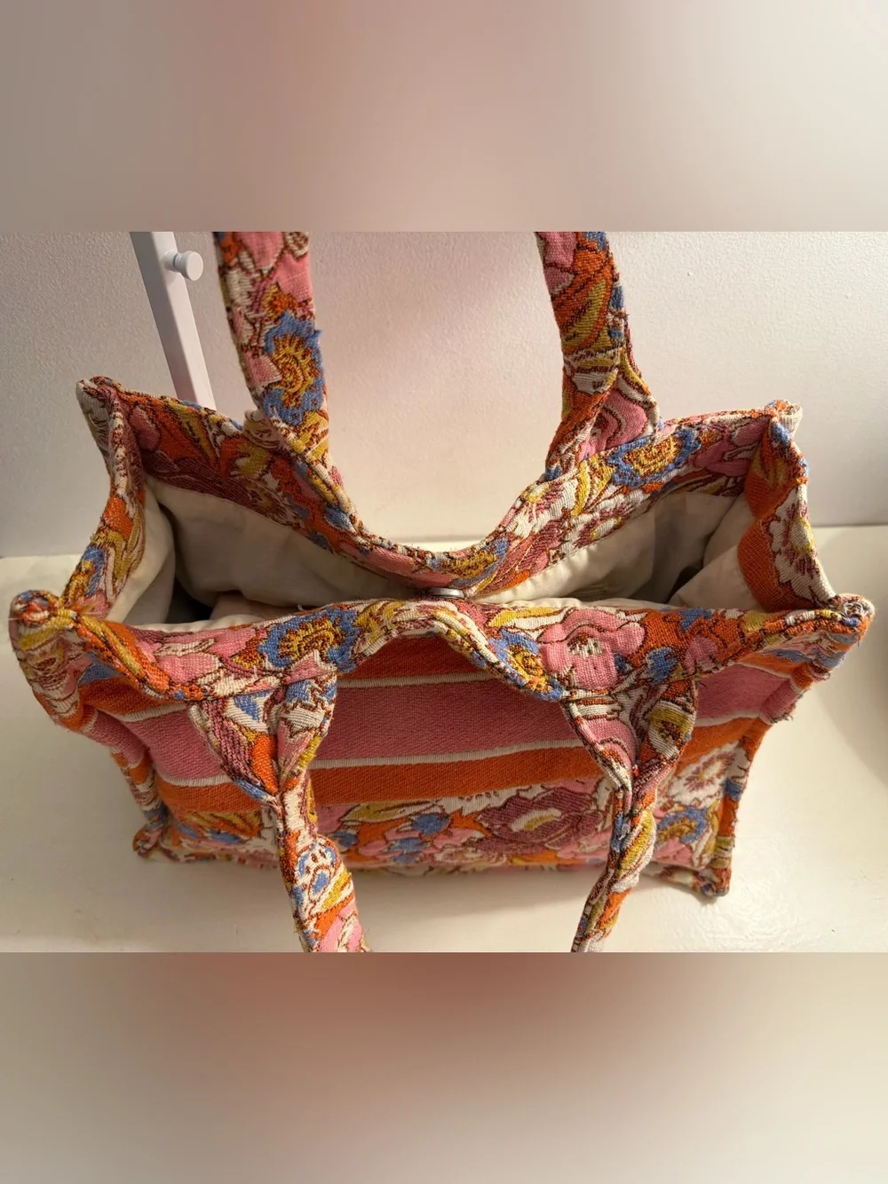 Nalini striped/floral made in India tote.